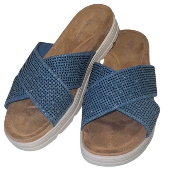 Easy Spirit Seshanya‎ Denim Blue Rhinestones Lightweight Sandsls Size 8.5 - Picture 1 of 9